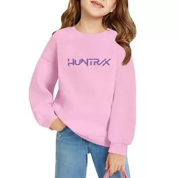 Детский пуловер свободного кроя с длинным рукавом, с принтом букв и круглым вырезом 150 розовый