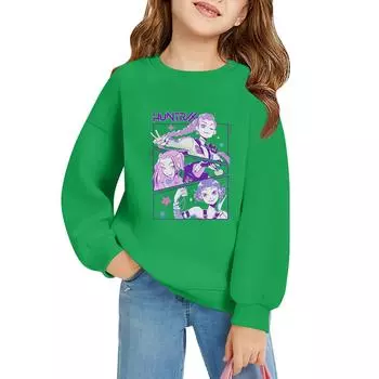 Детский пуловер свободного кроя с длинным рукавом, с принтом букв и круглым вырезом 130 зелёный