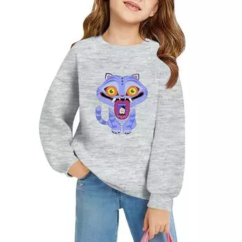 Детский пуловер свободного кроя с длинным рукавом, с принтом букв и круглым вырезом 130