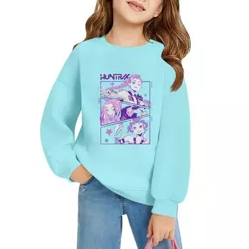 Детский пуловер свободного кроя с длинным рукавом, с принтом букв и круглым вырезом 140