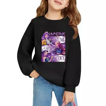 Детский пуловер свободного кроя с длинным рукавом, с принтом букв и круглым вырезом 100 чёрный