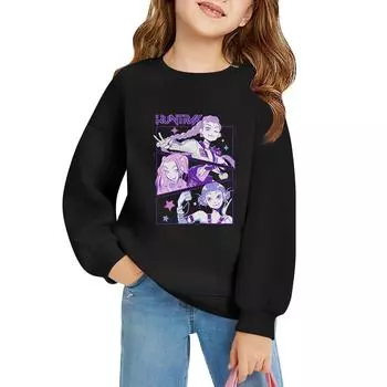 Детский пуловер свободного кроя с длинным рукавом, с принтом букв и круглым вырезом 100 чёрный