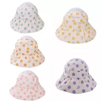 Детский пустой цилиндр, летняя детская солнцезащитная шляпа в горошек, пляжная шляпа с большими полями, шляпа от солнца для прогулок One Size синий