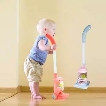 Детский пылесос с вспышкой, ролевая игра, обучающая игрушка для уборки, безопасная для пылесоса, бытовая игрушка для уборки для мальчиков и девочек оранжевый