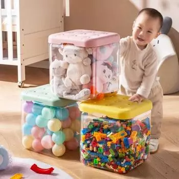 Детский ящик для хранения игрушек, бытовая пластиковая корзина для хранения, вместительный ящик для хранения закусок, детский органайзер зелёный