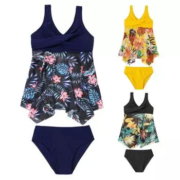 Детский раздельный купальник с высокой талией Раздельный купальник 104 чёрный