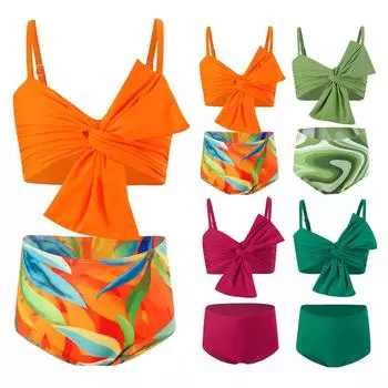 Детский раздельный купальник с высокой талией Раздельный купальник 140