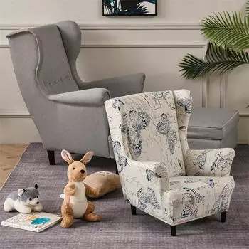 Детский размер, чехол на кресло с цветочным принтом для девочек и мальчиков, чехол на стул из спандекса с крылышками, эластичный детский чехол для одного дивана с королевской спинкой