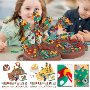 Детский развивающий сборочный ящик для инструментов, электрическая отвертка для затягивания винтов и детский ящик для инструментов, игрушки One Size