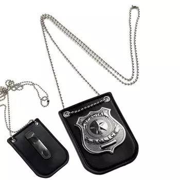 Детский реквизит для ролевых игр Полицейский специальный значок с цепочкой и зажимом для ремня Игрушки Детские значки полицейских Аксессуары для переодевания Игрушка для ролевых игр чёрный