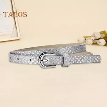 Детский ремень с несколькими отверстиями, регулируемая длина, пояс для джинсов, платье, искусственный кожаный ремень, украшенный пайетками, аксессуар розовый