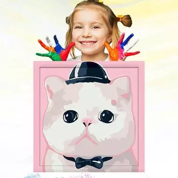 Детский рисунок 20x20 см, обучение рисованию, хобби, развитие, ручная роспись, картина маслом по номерам для детей 20x20cm no Frame