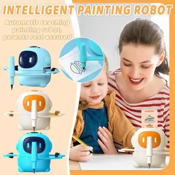 Детский робот для рисования-100 Карточки для рисования Робот для рисования, Голосовой интерактивный робот для рисования, Интерактивный образовательный робот для рисования One Size синий