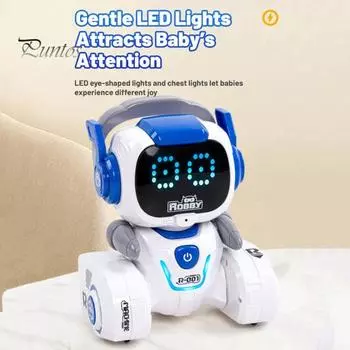 Детский робот с дистанционным управлением и светодиодными глазами, программируемый, сенсорный, интерактивный, танцующий, поющий, электрический 2,4 ГГц RC-робот для малышей синий