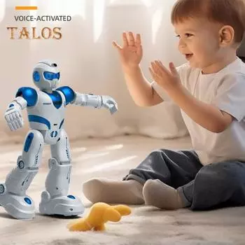 Детский робот с дистанционным управлением и светодиодными глазами, программируемый, поющий, танцующий, электрический робот для малышей, мальчиков и девочек, интерактивный, образовательный, 2,4 ГГц, радиоуправляемый робот белый