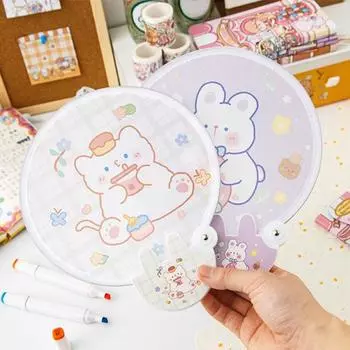 Детский ручной вентилятор с защитой от поломок, складной, милый, удобный для хранения, детский складной синий