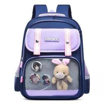 Детский рюкзак для 1-6 классов, рюкзак с защитой спины для мужчин и женщин, многосекционный студенческий школьный рюкзак темно-синий/фиолетовый
