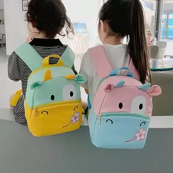 Детский рюкзак для мальчиков и девочек, милый мультяшный школьный рюкзак 2024 года, год Быка, новый маленький рюкзак для девочек синий