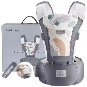 Детский рюкзак-кенгуру Bebamour, легкое дышащее сетчатое детское крепление для переноски на лице, удобное 6-позиционное крепление на талии [Baby Amour] (Серый)