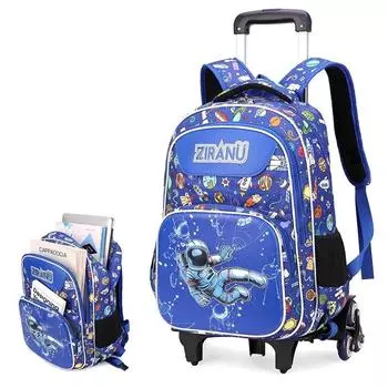 Детский рюкзак на колесиках для учеников начальной школы с 3 по 6 класс ZRY8007 небесно-голубой