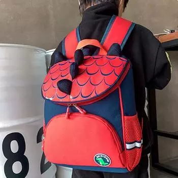 Детский рюкзак с рисунком динозавра унисекс с двойной застежкой-молнией, водонепроницаемый, с несколькими карманами, регулируемый плечевой ремень, школьная сумка для школьников и детей дошкольного возраста синий