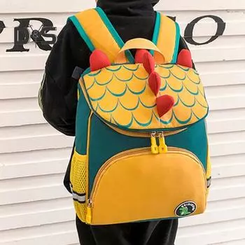 Детский рюкзак с рисунком динозавра унисекс с двойной застежкой-молнией, водонепроницаемый, с несколькими карманами, регулируемый плечевой ремень, школьная сумка для школьников и детей дошкольного возраста синий