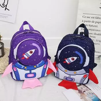 Детский рюкзак с защитой от потери, дизайном в виде ракеты, для детей от 1 до 3 лет, с ремнями безопасности и функциями раннего развития. синий