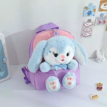 Детский рюкзак в виде мягкой куклы принцессы-кролика Purple Backpack