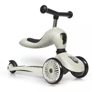 Детский самокат 2 в 1 с регулировкой положения сидя или стоя, включая защитную подушку для предотвращения опрокидывания - для детей от 1 до 5 лет белый