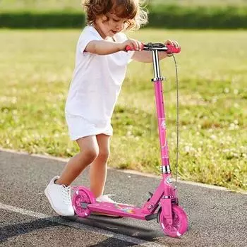 Детский самокат с 4 регулируемыми по высоте противоскользящими палубами для малышей, мальчиков и девочек, металлический 2-колесный складной самокат, подарок на день рождения чёрный