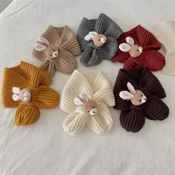 Детский шарф, милый мультяшный кролик, украшение, теплый вязаный детский шарф