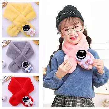 Детский шарф, милый, универсальный, утолщенный, теплый, на осень и зиму, для мальчиков и девочек, мультяшный, корейская версия, детский шейный платок, ветрозащитный, маленький шарф 60-80cm