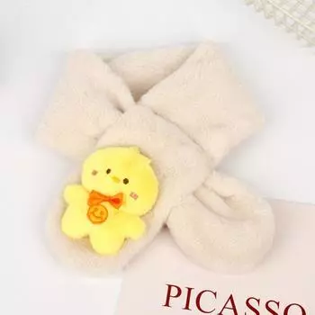 Детский шарф с искусственным кроликом, теплый шарф с крестом на шее, зимний плюшевый шарф с рисунком из мультфильма, теплый зелёный