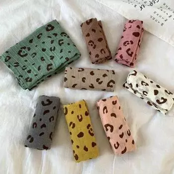 Детский шарф с принтом, шарф для маленьких мальчиков и девочек, зимние аксессуары, шаль, теплые детские хлопковые льняные шарфы для малышей зелёный