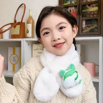 Детский шарф зимний для мальчиков и девочек из кроличьей шерсти милый мультяшный шарф крест ветрозащитный теплый маленький шарф