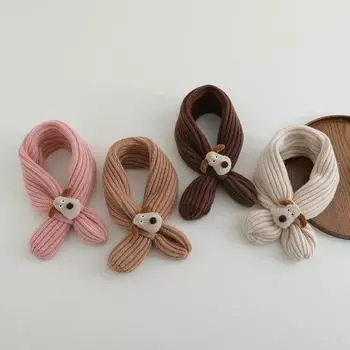 Детский шарф зимний новый милый мультяшный щенок защита шеи теплый вязаный шарф детский крест шерстяной шейный платок reference (1-8 years old) бежевый