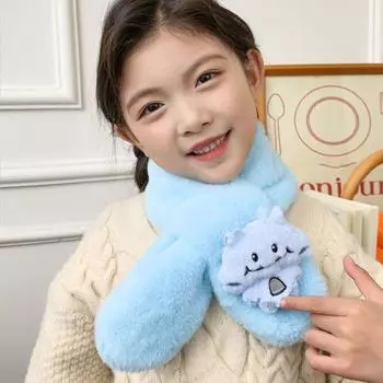 Детский шарф, зимний шарф для мальчиков и девочек, утолщенный, теплый, мультяшный, милый, детский, корейская версия, перекрестный воротник