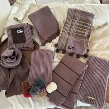 Детский шарф Зимняя атмосфера Фиолетовый мальчики и девочки Универсальный вышитый тканевый лейбл Детский теплый шарф