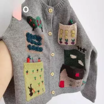 Детский шерстяной кардиган с принтом тай-дай — унисекс, градиентные цвета, весна и осень 2023 г.