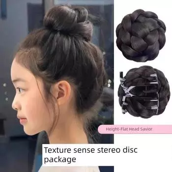 Детский шиньон-пучок, твист-коса, прическа апдо, гаджет, натуральный бутоноподобный стиль волос, искусственная повязка для волос, девичий головной убор Grab clip lazy Bud [Brown black]]