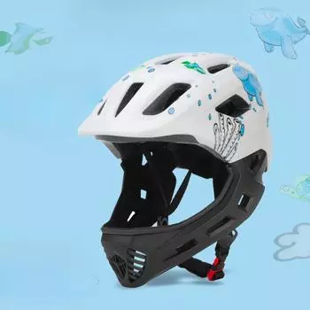 Детский шлем для бегового велосипеда, защита лица, полный шлем, детский велосипедный защитный шлем для езды на велосипеде на открытом воздухе, детский полный шлем с задним фонарем S