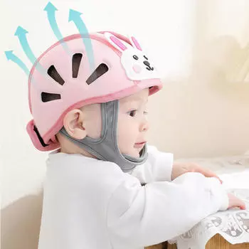 Детский шлем дышащий удобный противоударный мягкий легкий для младенцев Pink
