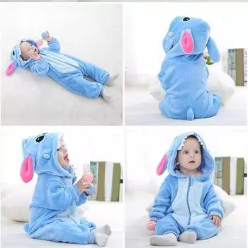 Детский синий фланелевый комбинезон на молнии 80 синий