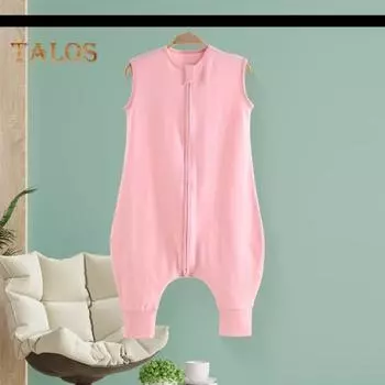 Детский спальный мешок с ножками, хлопковый комбинезон для мальчиков и девочек, дышащий, приятный для кожи, летний детский спальный мешок S синий/серый