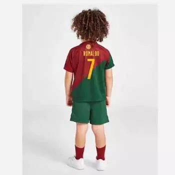 Детский спортивный комплект для мальчиков и девочек, португальская футболка болельщиков + шорты, тренировочная одежда для мужчин и детей, комплект из 2 предметов 160