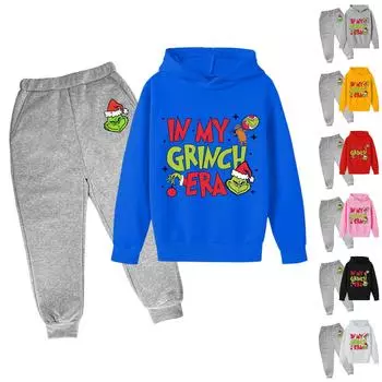 Детский спортивный костюм с капюшоном, двухсекционная одежда унисекс для бега, пуловер с длинными рукавами, толстовка с капюшоном + комплект спортивных штанов 100 чёрный