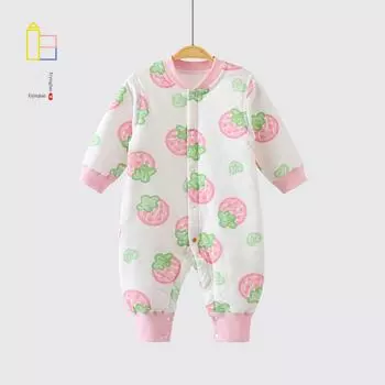 Детский стеганый комбинезон унисекс - 100% хлопок, теплый, с длинными рукавами, 40 г, идеально подходит для ползания 66 cm