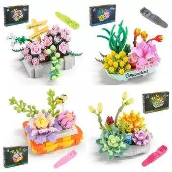 Детский строительный блок, игрушка, цветочная композиция, строительный блок в горшке, сборка своими руками, мелкий строительный блок, набор цветов A