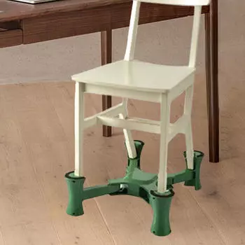 Детский стульчик-бустер с регулируемыми выдвижными ножками и противоскользящими накладками для ног, практичный зелёный