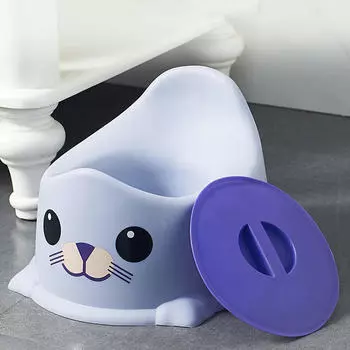 Детский стульчик-горшок с изображением животных, легко моется, красивое нескользящее сиденье, писсуар серый